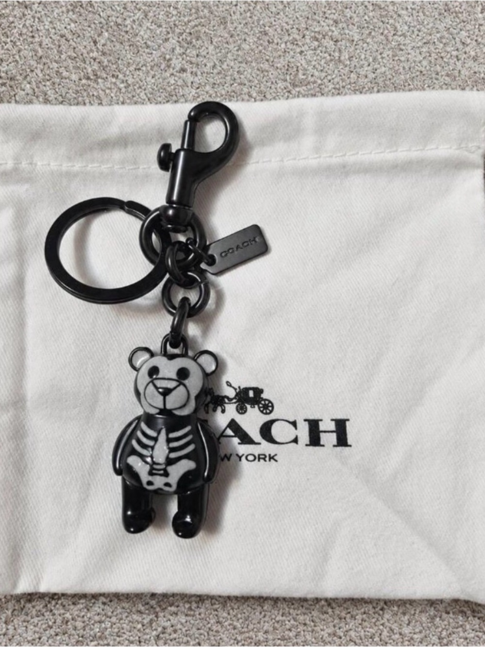 COACH Black Skeleton Bear Bag Charm and Keychain HALLOWEEN